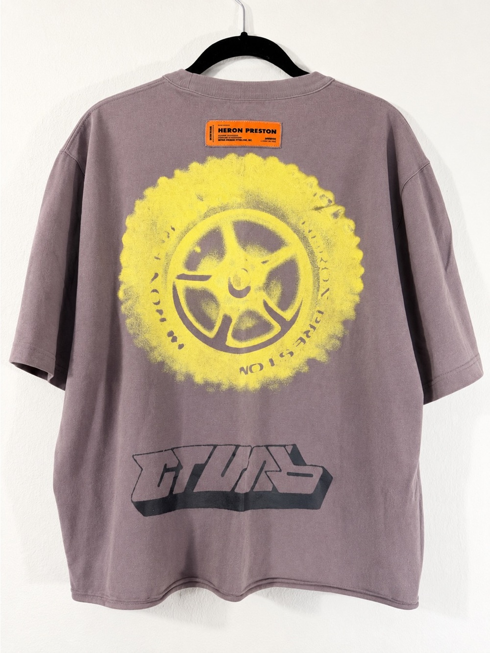 Heron Preston NYC Wheel Graphic Oversized Cropped Tee Purple Unisex